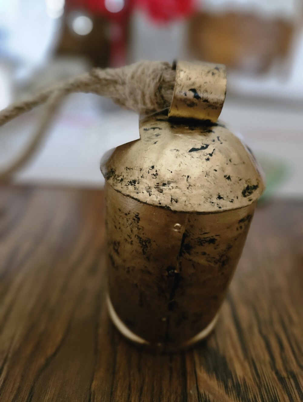 Rustic Hanging Metal Bell - Brass Finish